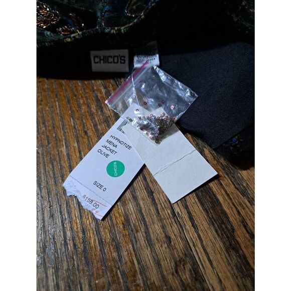 New Size 4 Chicos Size 0 Hypnotize Mena Jacket Glass Hand Beaded Cropped Jacket - Picture 6 of 7